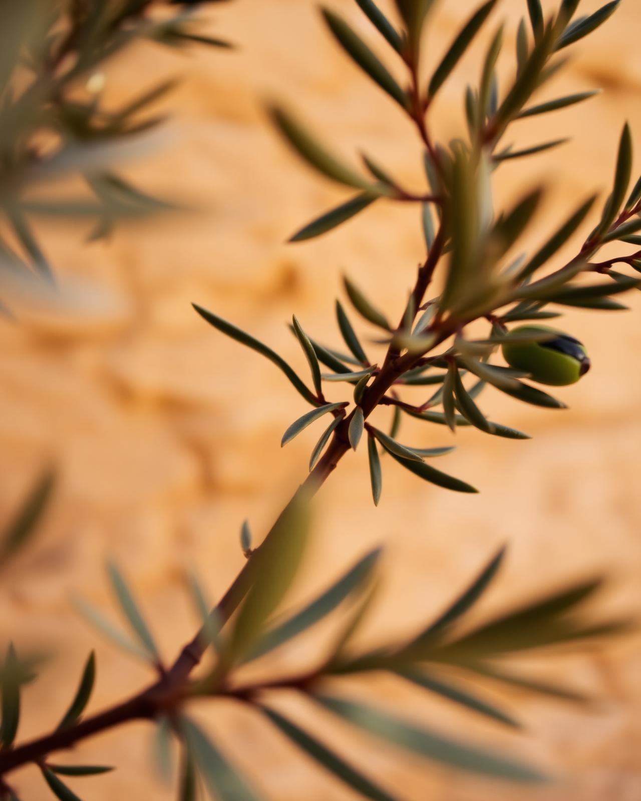 Olive branch close-up