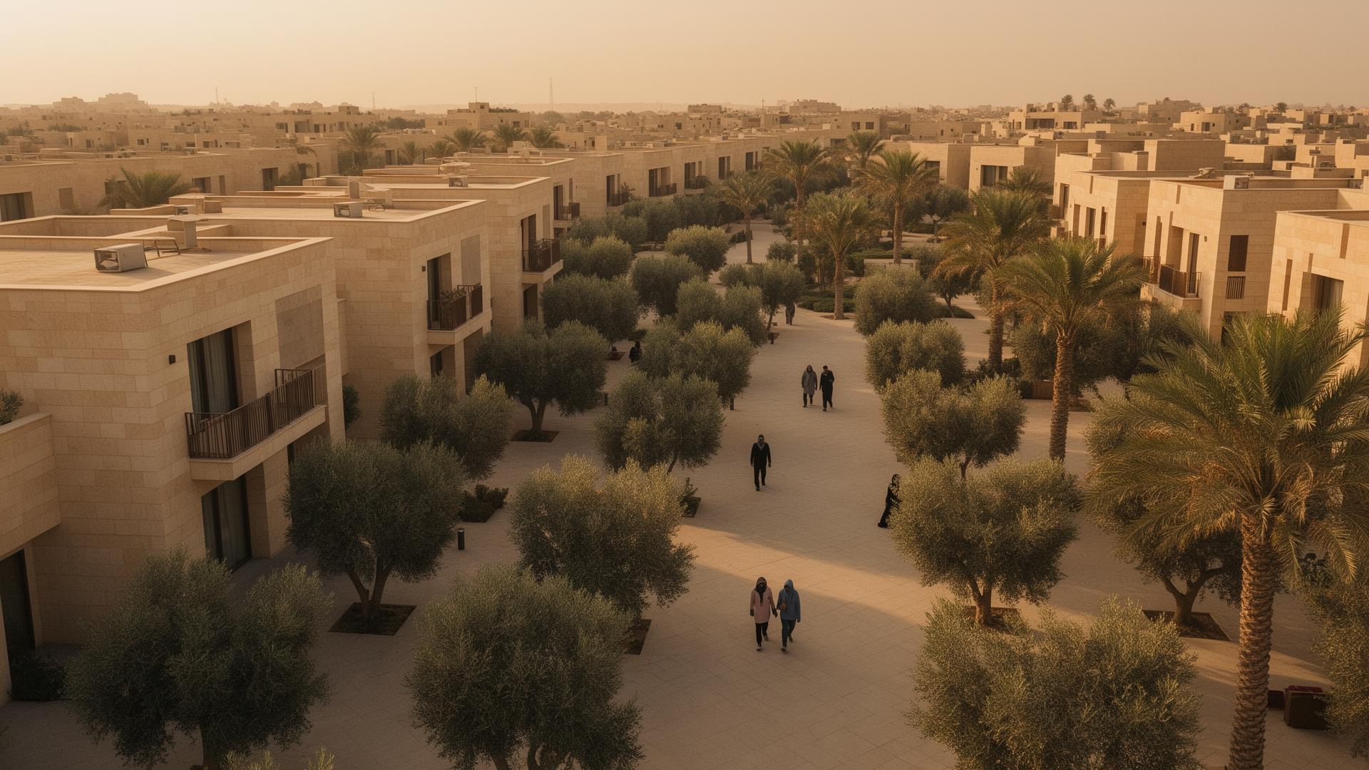 Cinematic view of EDEN at golden hour